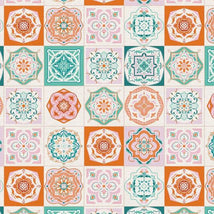 Pieces Of India-Arabesque Tilework Teal/Orange 12025698