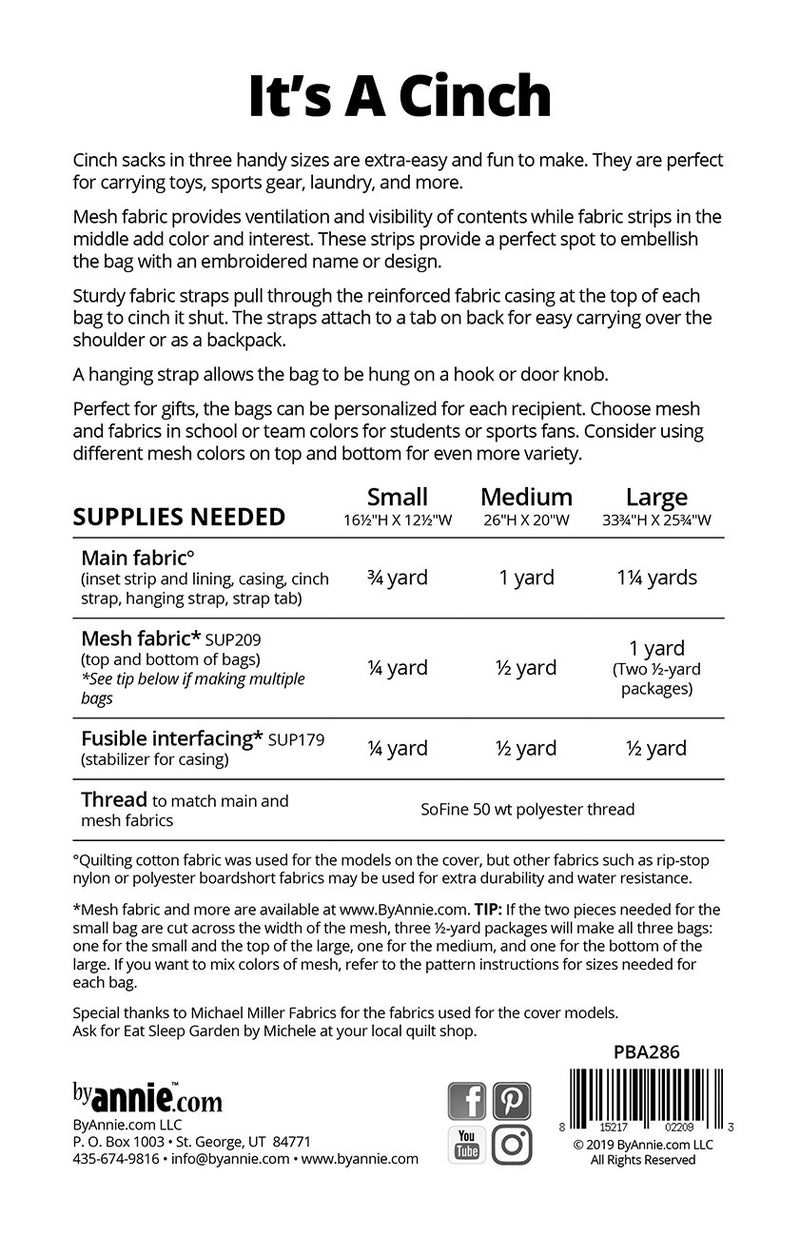 It's A Cinch Pattern PBA286