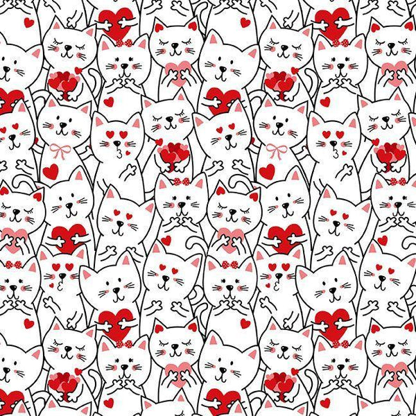 Smitten Kitten - Packed Cats with Hearts GAIL-CD3834-WHITE