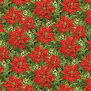 Packed Poinsettia & Leaves Metallic-Green DONA-CM3713-GREEN