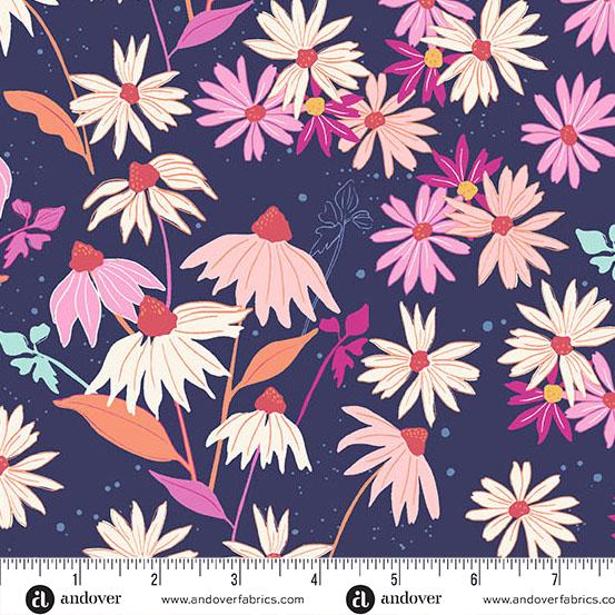 Petals & Stitches - Navy Echinacea A-1566-B