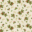 Poinsettia Greetings-Holly & Scroll Cream 2600-31084-E