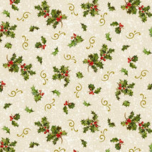 Poinsettia Greetings-Holly & Scroll Cream 2600-31084-E