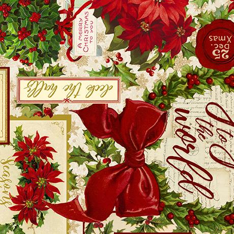 Poinsettia Greetings-Poinsettia Greeting Collage Cream 2600-31082-E