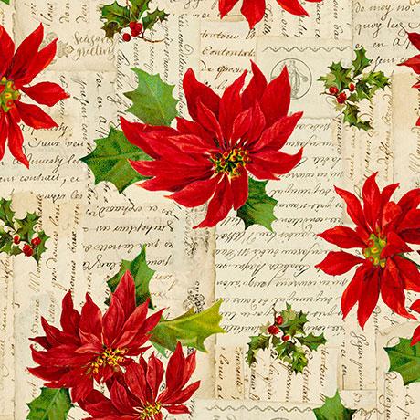Poinsettia Greetings-Poinsettia Toss Cream 2600-31083-E