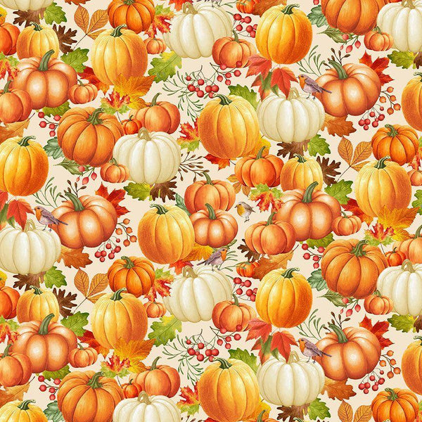 Pumpkin On Leaves-Cream HARVEST-CD3516-CREAM