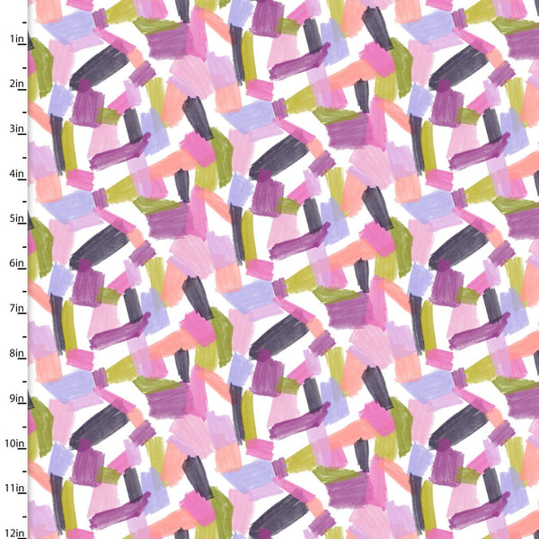 Purple Perfection-Geo Brushstrokes White 23599-WHT