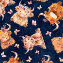 QT Cuties 2-Baby Highland Cows Navy 2600-31446-N