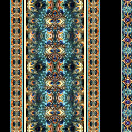 Resplendent-Peacock Medallion Stripe Black 2600-30558-J