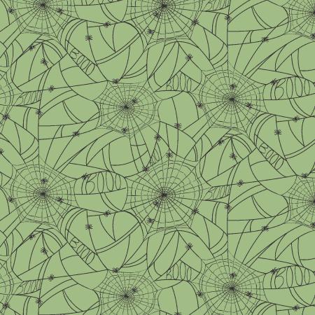 Rifle Paper Halloween-Spider Webs Green RP1310-GR2