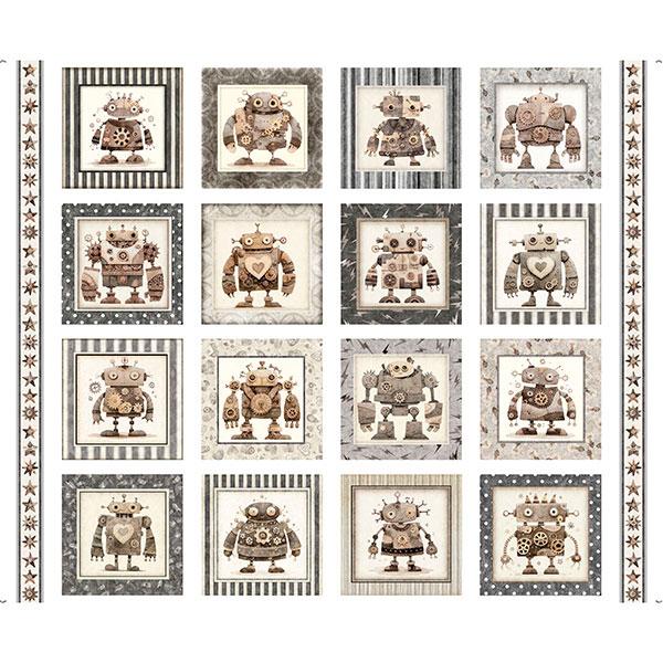 Sewbots-36" Robot Picture Patches Panel White 2600-31374-Z