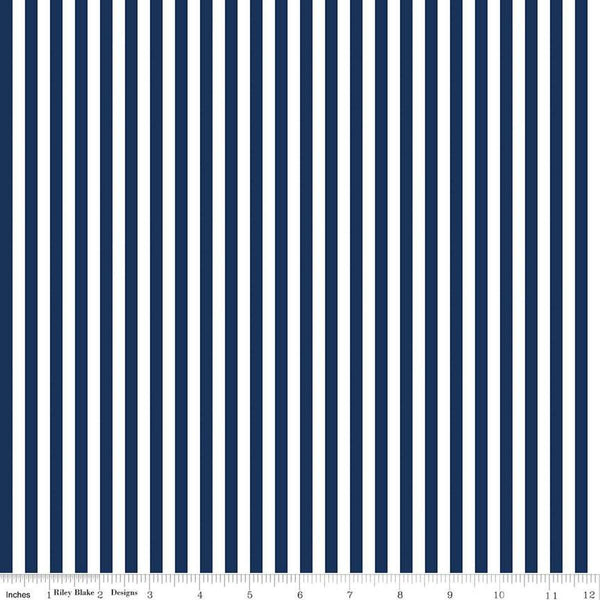 Stripes-1/4" Black C555-NAVY