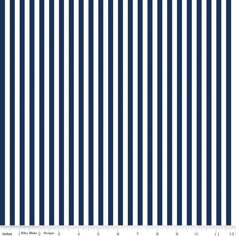 Stripes-1/4" Black C555-NAVY
