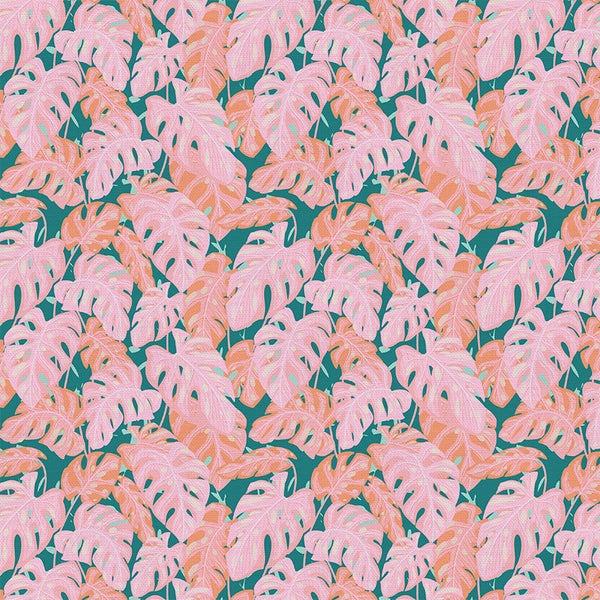 Pieces Of India-Monstera Canopy Pink/Teal 12025712