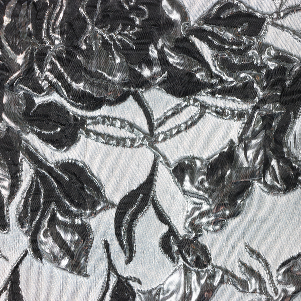 Textured Jacquard Brocade-Black/Silver