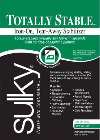 Totally Stable Iron-on Tear-Away Stabilizer White 20in x 1yd 661-01