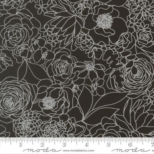 True To Hue - Hidden Facet Florals Black As Night White 11560-22