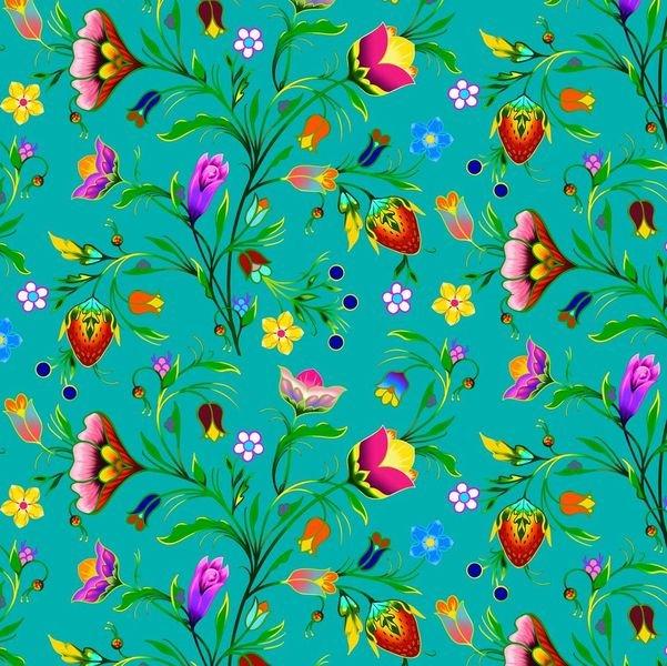 Turtle Island-Floral Turquoise 37002-TURQUOISE
