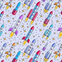 Up And Away Rockets Purple Flannel DT040425