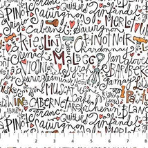 Whiskers & Wine-Wino Words White Multi 26887-10