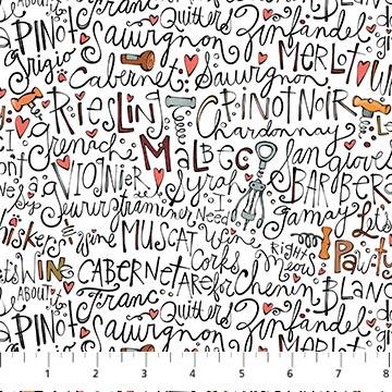 Whiskers & Wine-Wino Words White Multi 26887-10