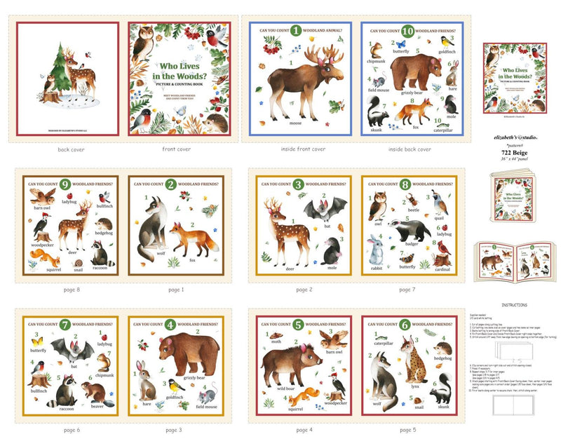 Who Lives In The Woods?-36" Soft Book Panel Beige 722-BEIGE