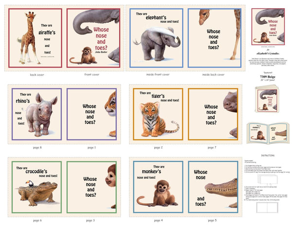 Whose Nose & Toes-36"Soft Book Panel Beige 7309-BEIGE