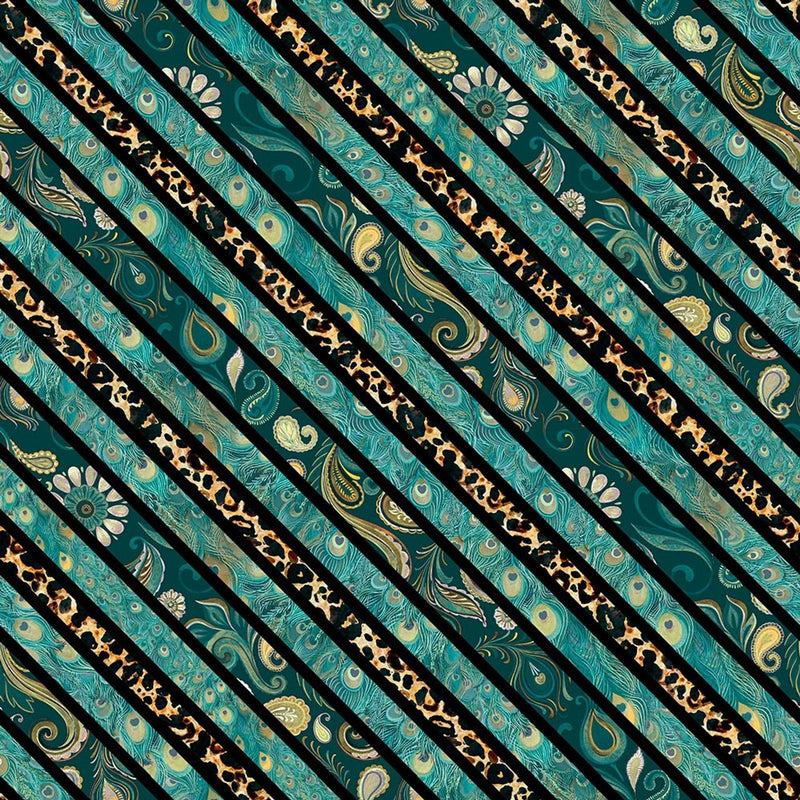 Wild Garden-Diagonal Stripe Teal W100-009-970