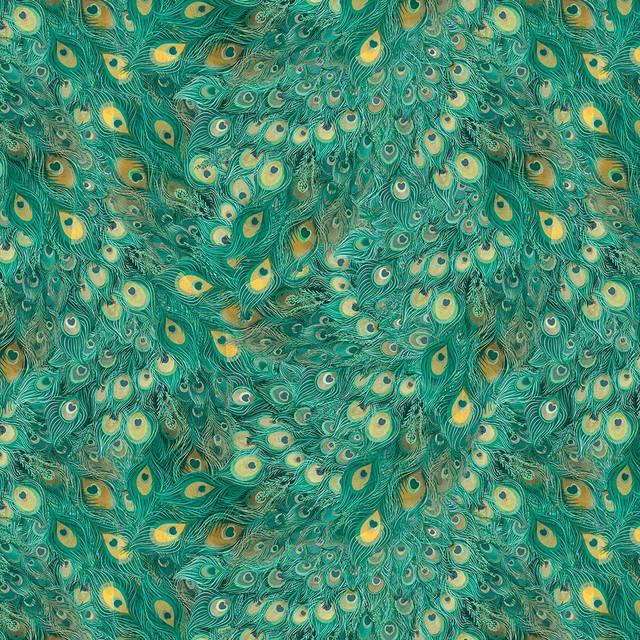 Wild Garden-Feathers Teal W100-011-989