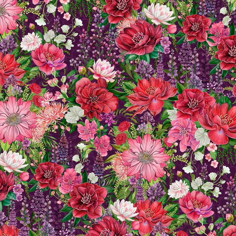 Wild Garden-Packed Floral Purple W100-004-414