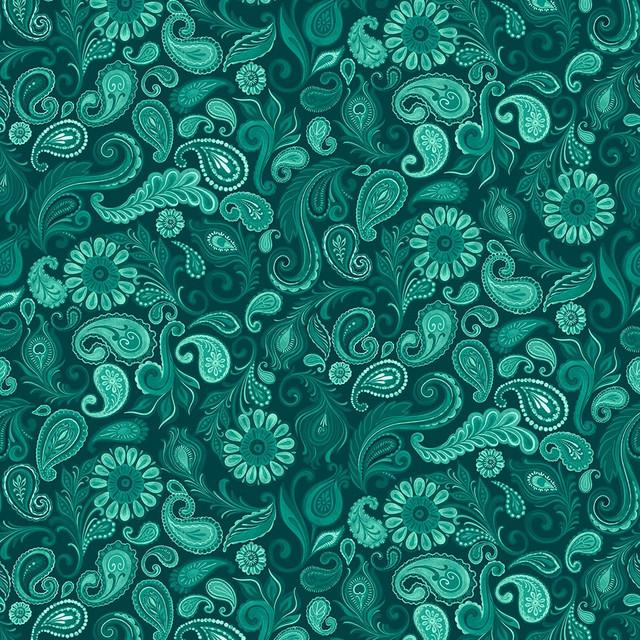 Wild Garden-Paisley Teal W100-008-999