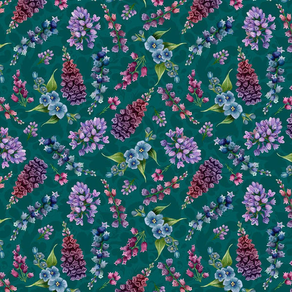 Wild Garden-Small Floral Teal W100-006-945