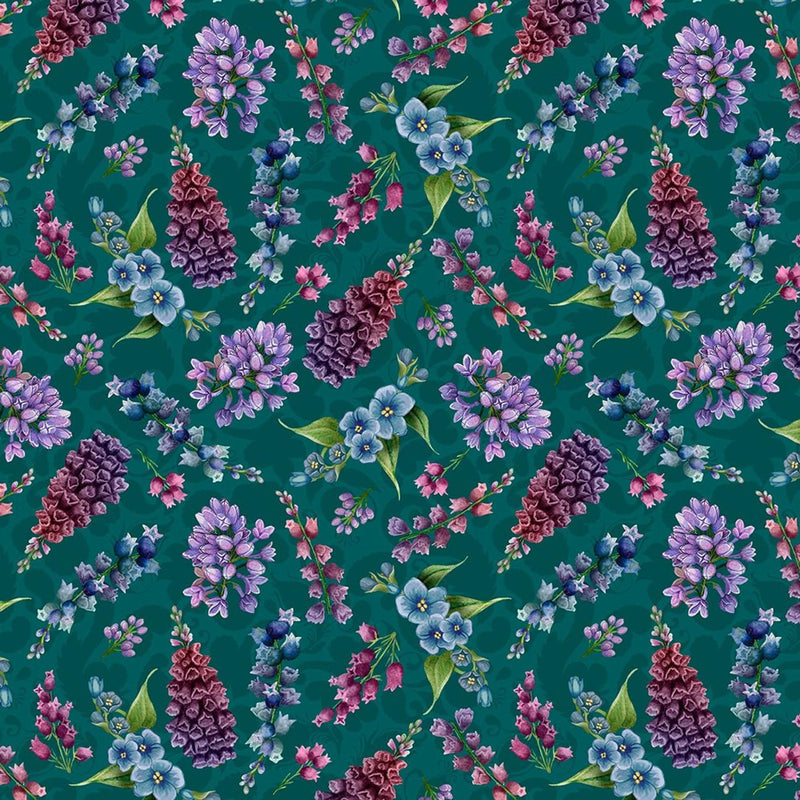 Wild Garden-Small Floral Teal W100-006-945