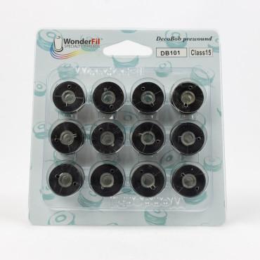 Wonderfil DecoBob Prewound Set Class 15 Black DBP15-101