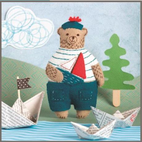 Wool Mix Felt Craft Kit-Marcel, The Sailor Bear 844G
