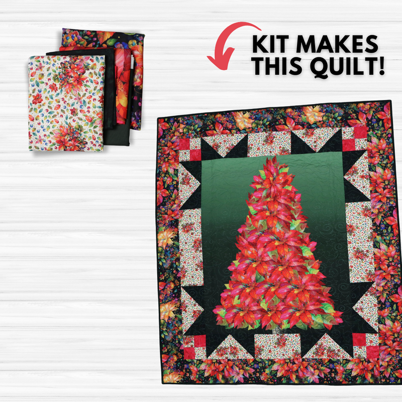 Yuletide Blooms Quilt Kit - Finished Size: 58" x 62"