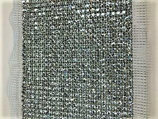 24-ROW PREMIUM CLEAR CRYSTAL RHINESTONE TRIM WITH SILVER BACKING - 5 INCH WIDE