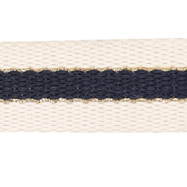 30mm Striped Webbing w/Metallic-Navy 1124-30-023