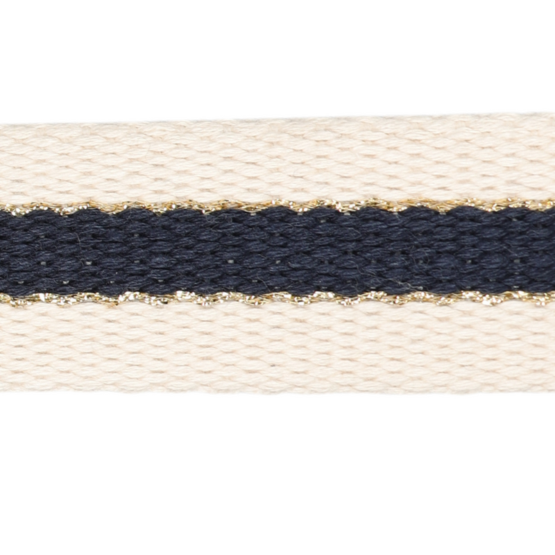 30mm Striped Webbing w/Metallic-Navy 1124-30-023
