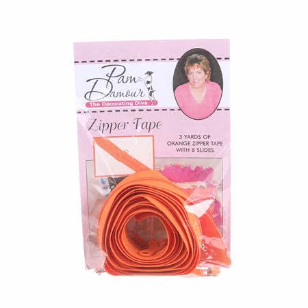 3 yds Reversible Coil Zipper Tape w/8 Slides-Orange ENR-O