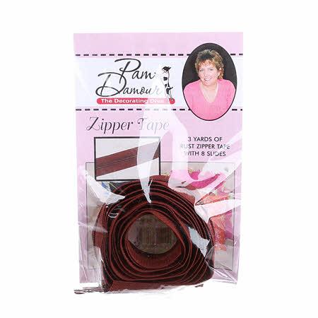 3 yds Reversible Coil Zipper Tape w/8 Slides-Rust ENR-RU