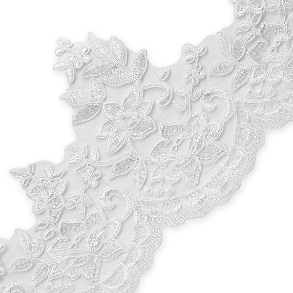 Brenda 7-1/2" Poly Emb Lace - White - IR7089WH
