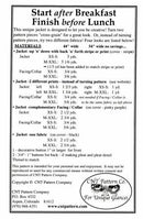 Start After Breakfast-Finish B efore Lunch Pattern CNT2401