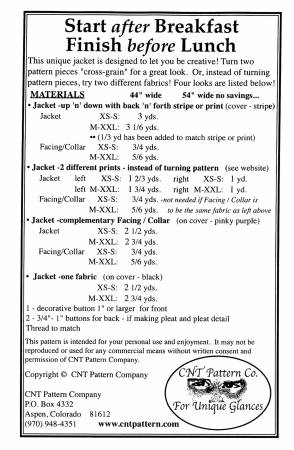 Start After Breakfast-Finish B efore Lunch Pattern CNT2401