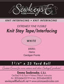 Fusible Knit Stay Tape 1.25 in Extremely Fine WHITE