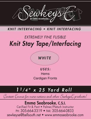 Fusible Knit Stay Tape 1.25 in Extremely Fine WHITE