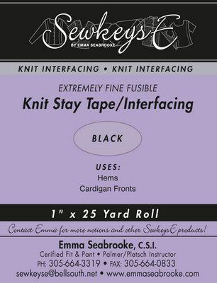 Fusible Knit Stay Tape 1in Extremely Fine Black