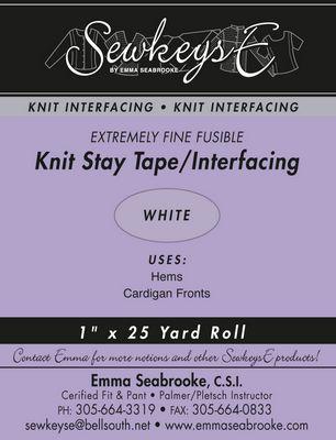 Fusible Knit Stay Tape 1in Extremely Fine WHITE