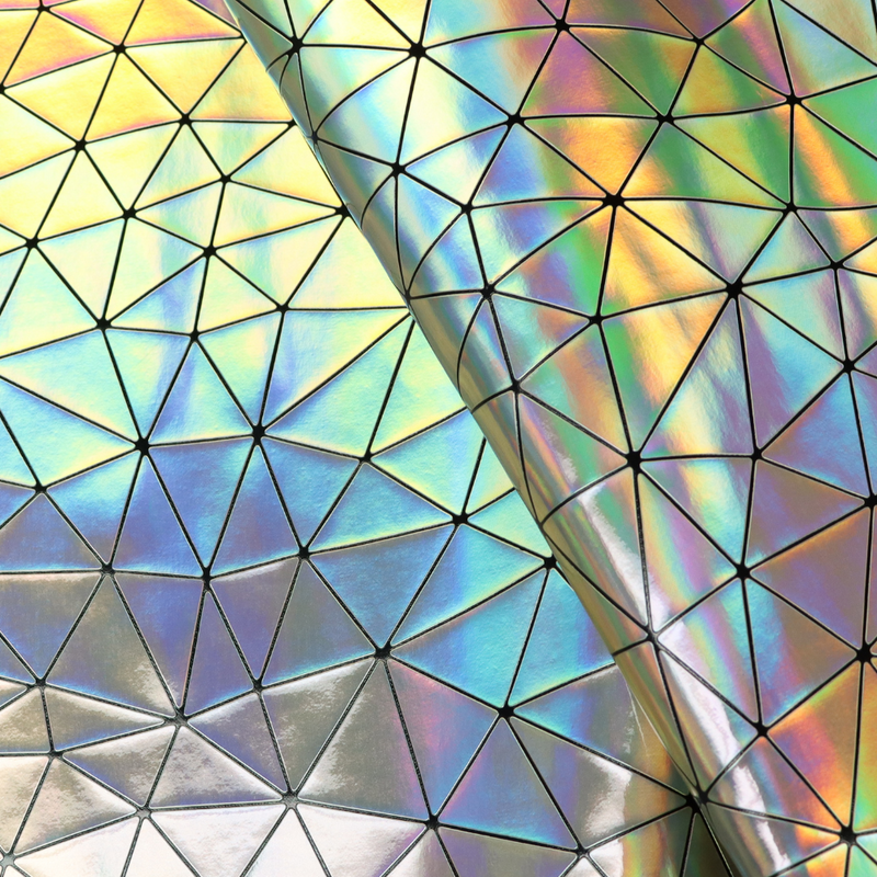 Geometric Iridescent Faux Leather - Light Gold - 18" x 54"