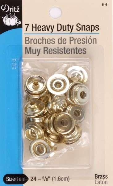 Heavy Duty Snaps 7ct Polished Brass 5-6